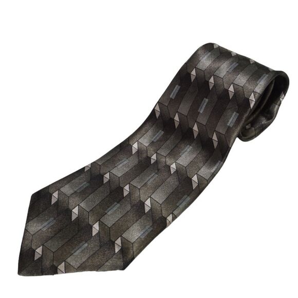 Don Loper Beverly Hills Green Sateen Geometric Tie - Picture 1 of 8